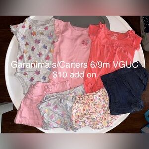 Garanimals & Carters Pink and Gray Kids Mix & Match Set, Bodysuits, Shorts